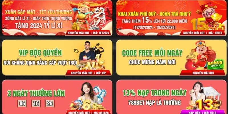 Một số sự kiện nhận code khuyến mãi 789Bet cho người chơi